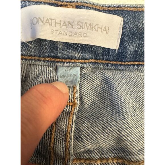 Jonathan Simkhai Women Standard Jeans Size 32 Light Wash Distressed Fray Hem C10 - Picture 6 of 9